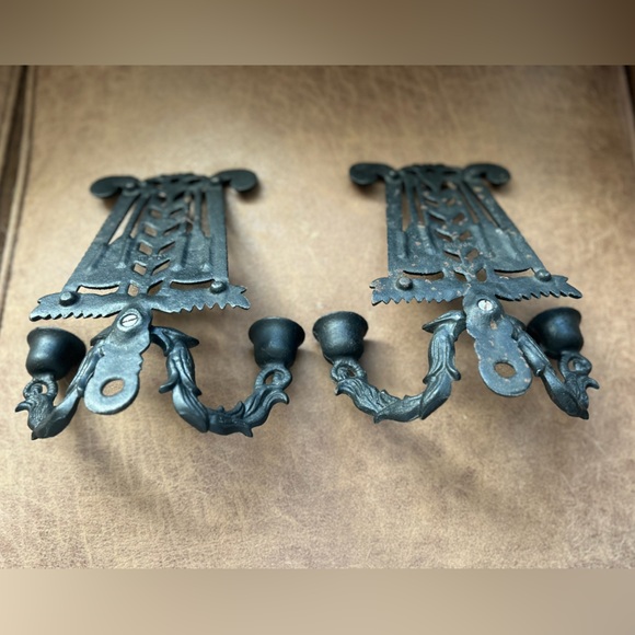 Vintage Taper Candle Holders Cast Iron - Picture 7 of 8